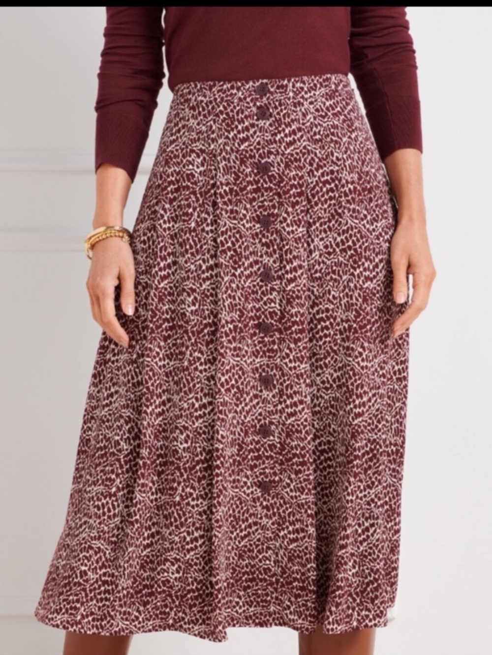 NWT Talbots Abstract Animal Button Front Midi Skirt